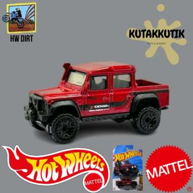 Hotwheels Mobil Jip Militer 15 Land Rover Defender Double Cab Merah Yokohama Lot J 2025 HW Dirt
