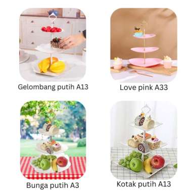 Rak Saji Kue Buah Puding Kacang 3 Tingkat Aneka Model Piring Saji Untuk Arisan Ulang Tahun Bahan Pla