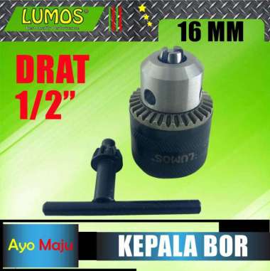 Kepala Bor 16 mm Drat 1/2" Chuck Key 16 MM Drat 1/2 INCH 20 UNF