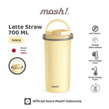 Mosh Straw Latte Tumbler - Botol Minum Stainless Steel 700ML - Ivory