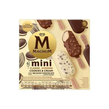 Walls Es Krim Magnum Mini Classic Almond Cookies & Cream 6 x 45 ml