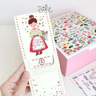 (BOX 20 x 20 x 8 cm) kotak kue bolu lapis legit motif bunga cantik (isi 10) ALKHA20