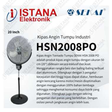 SEKAI KIPAS ANGIN 20 INCH BESI TUMPU/BERDIRI INDUSTRI TURBO HSN2008PO