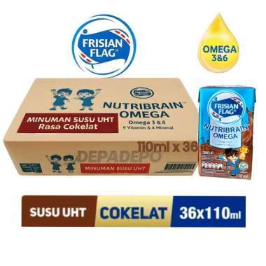 Frisian Flag Omega Susu UHT 110ml 1 Dus Isi 36 Pcs (Coklat/Stroberi) coklat