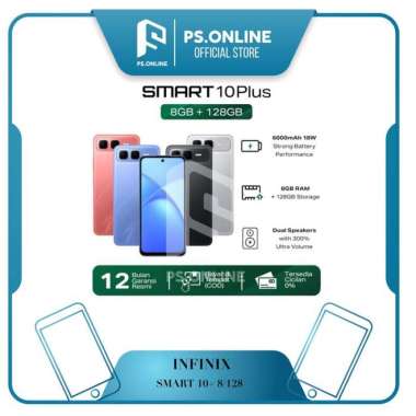 Infinix Smart 10 Plus 8/128GB - Up to 16GB Extended RAM - 6.67 inch 120Hz HD+ - T7250 - 6000 mAh RED
