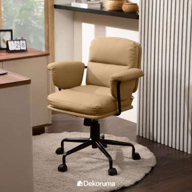 Dekoruma KOICHI Kursi Kantor Kulit Sintetis / Kursi Kerja Faux Leather / Office Chair - Cokelat Muda