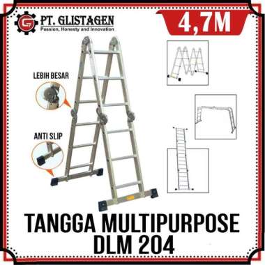 Double Thunders Tangga Aluminium 4,7 MTR Tangga Lipat Runah Tangga Multifungsi DLM 204 4,7 Meter