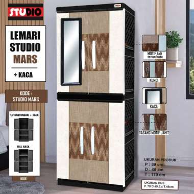LEMARI PAKAIAN PLASTIK STUDIO 2 PINTU FULL TAHAPAN