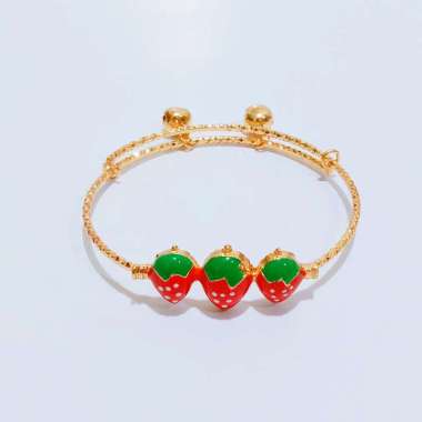 GBA14 Grosir Gelang Bangle Anak Motif Strowbery Gelang Tangan Anak Gold Fleksibel