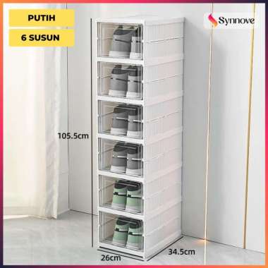 Rak Sepatu Susun Tertutup Kokoh Tempat Rak Sepatu Lipat Minimalis Rak Sandal Dan Sepatu Portable 6 S