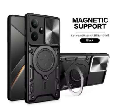 CASE FOR REALME GT 7 / GT 7T MAGNETIC CAMERA SLIDE 360 RING STAND SOFTCASE COVER CASING REALME GT 7T