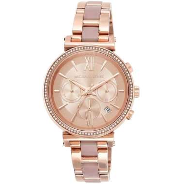 Michael Kors MK6560 Sofie Chronograph Rose Gold Dial Dual Tone Original Jam Tangan Wanita