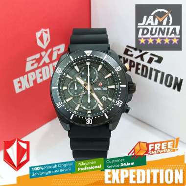 JAM TANGAN PRIA EXPEDITION ORIGINAL CHRONOGRAPH BLACK RUBBER STRAP EXF 6869 EXF6869 EXF 6869 EXPEDIT