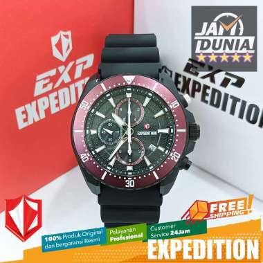 JAM TANGAN PRIA EXPEDITION ORIGINAL CHRONOGRAPH BLACK RUBBER WITH RING RED EXF 6869 EXF6869 EXF 6869