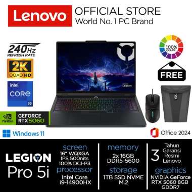 Lenovo Legion Pro 5i i9-14900HX RTX5060 1TB SSD 32GB WQXGA IPS 100%sRGB 240Hz Win11+OHS