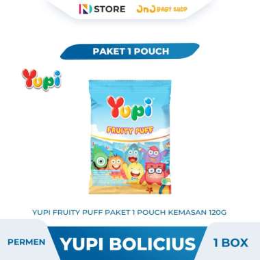 YUPI FRUITY PUFF KEMASAN POUCH 120 GRAM