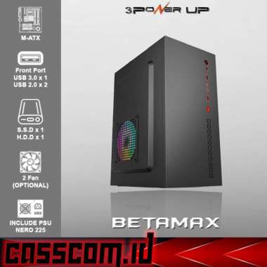 Casing PC Office Power Up BETAMAX with PSU NERO 225 500Watt Support USB 3.0 M-ATX B-310