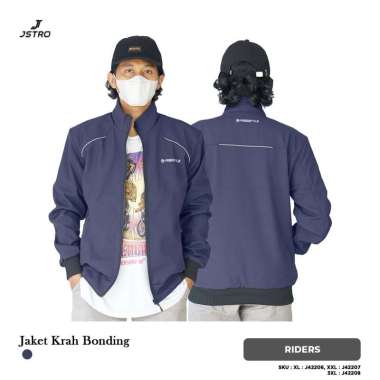 Jstro Jaket Motor Pria Bonding Waterproof Biru Dongker 3XL