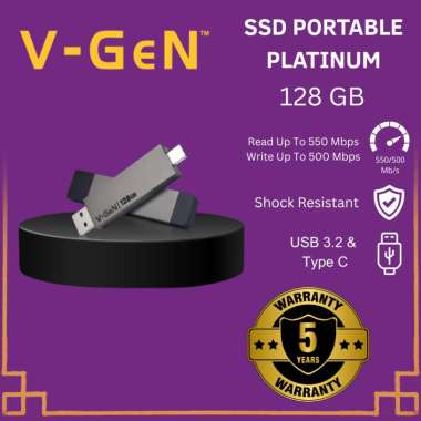 SSD V-GeN Portable Platinum Usb 3.2 Type-C 128GB / 256G/ 512GB 128GB