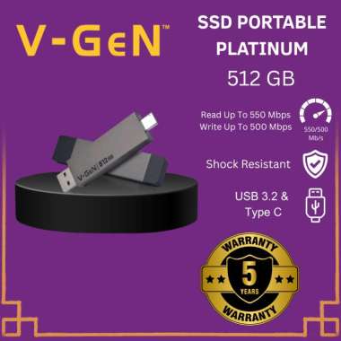 SSD V-GeN Portable Platinum Usb 3.2 Type-C 128GB / 256G/ 512GB 512GB