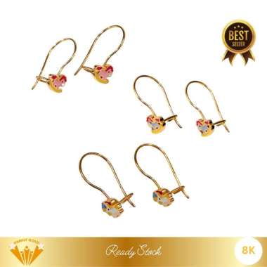 Anting Emas Anak Kadar 8K Model Kait Pony Variasi Family Gold random 0.57gr