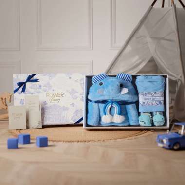 Blanket Series | Elmer Living Hampers Bayi | Newborn Baby Gift Set Blanket Biru