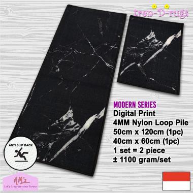 Tren-D-rugs Keset kaki digital print dapur panjang lorong anti slip murah kitchen mat 1 set isi 2 pc