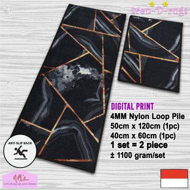 Tren-D-rugs Keset kaki digital print dapur panjang lorong anti slip murah kitchen mat 1 set isi 2 pc