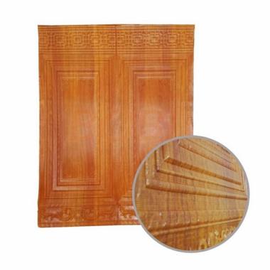 Wallpaper Foam 3D Motif Jendela Pintu Kayu Jati Putih Kayu Gold Marmer Cokelat