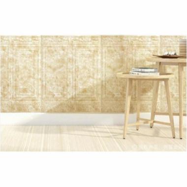 Wallpaper Foam 3D Motif Jendela Pintu Kayu Jati Putih Kayu Gold Marmer Cream