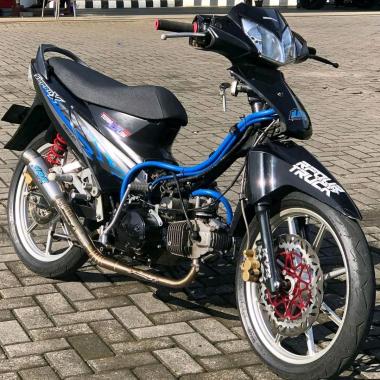 KNALPOT DOS SUPRA-X 125 KHARISMA P25 CM KOMPETISI KOLONG BAWAH FREE STIKER
