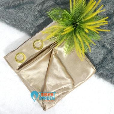 Gorden Jendela, Gorden Pintu, Gorden Polos Motif Serat Salur Coklat Susu