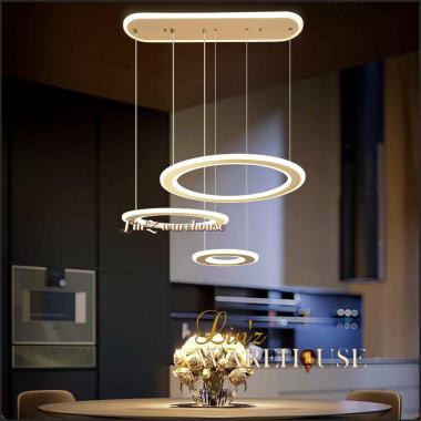 Lampu gantung MODERN MINIMALIS WHITE 3 RING LED pendant light