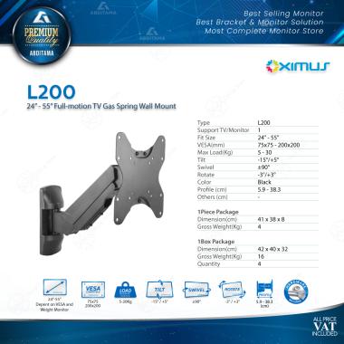 Bracket TV Wall Gas Spring Naik Turun Swivel 24" - 55" OXIMUS L200