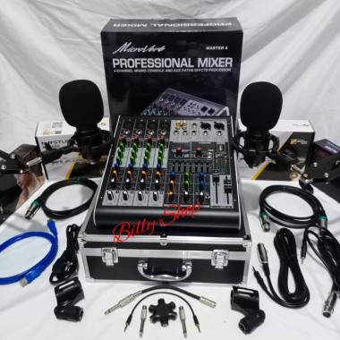 Paket Podcast 2 Mic Bm 800 Mixer Microverb Master 4 koper