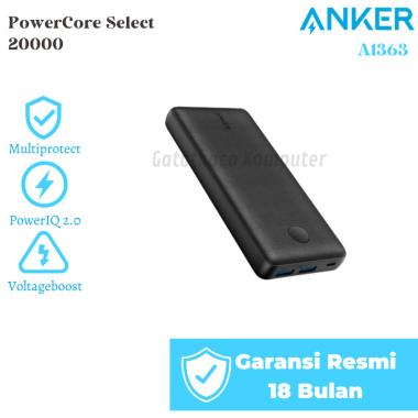 PowerBank Anker Fast Charging PowerCore Select 20000 mAh Black A1363 - Hitam