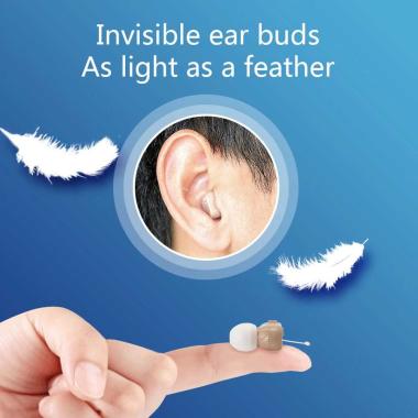Alat Bantu Dengar Pendengaran Mini Tanpa Kabel Wireless Portable Brown
