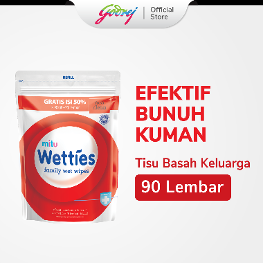 Mitu Wetties Antiseptic Family Wet Wipes Fresh Clean Refill 90'S - Tisu Basah Keluarga