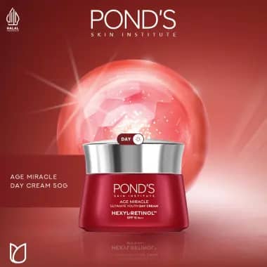 Pond's Age Miracle Hexyl Retinol Niacinamide Day Cream 50gr (Mencerahkan Kulit dalam 7 hari dengan 10x kekuatan Anti Aging Terbaik)