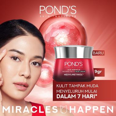 Pond's Age Miracle Hexyl Retinol Niacinamide Night Cream 9gr (Mencerahkan Kulit dalam 7 hari dengan 10x kekuatan Anti Aging Terbaik)