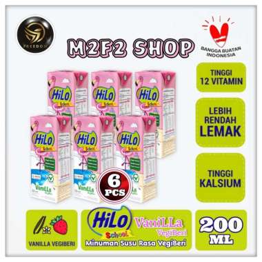 Susu HiLo School Rasa Vanilla Vegiberi Kotak UHT - 200 ml (Kemasan 6 Pcs)