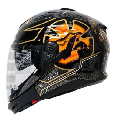 Zeus ZS-613C Black AJ20 Orange Removable ChinGuard M