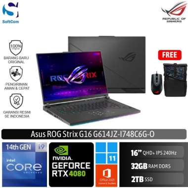 Asus ROG Strix G16 G614JZ I748C6G Laptop Gaming [Core i9-13980HX/32GB/2TB SSD/RTX4080 12GB/16" 240Hz/W11+OHS]