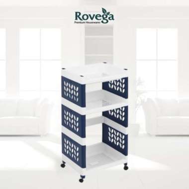 Rovega Supra Rak Susun 3 Tingkat dengan Roda Premium 3 Tier RackSMR-310 White Navy