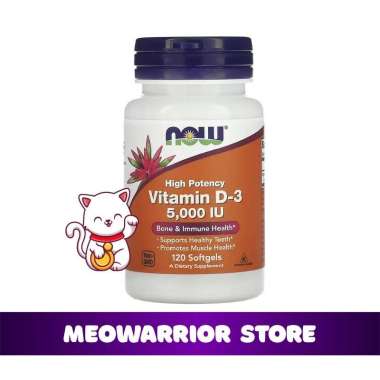 NOW Foods Vitamin D3 5000 IU 120 Softgels - D-3 5000IU - 120 Softgels