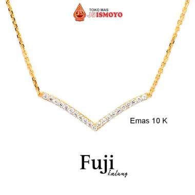 Kalung Emas 10K Simple dan elegan Fuji J5Ismoyo Batu Putih , Berat 1.4 - 1.6 gr