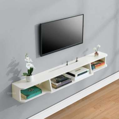 IFURNHOLIC Henry Floating TV Rack | Rak TV Gantung Modern | Meja TV Tempel Dinding Minimalis Ivory