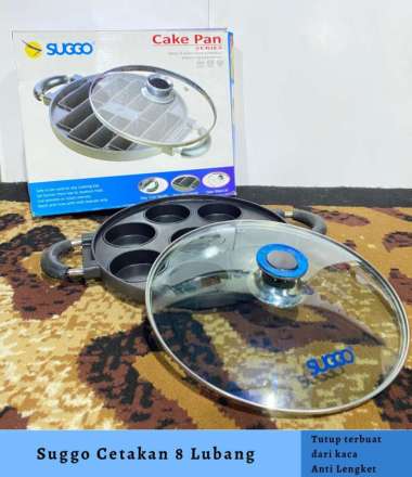 cetakan kue 7 8 12 lubang + tutup kaca Datar cake pan 8 lubang