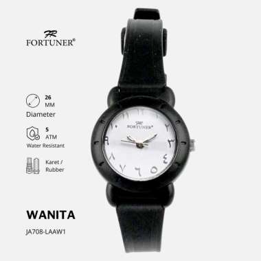 Fortuner Jam Tangan Wanita Analog Angka Arab Tahan Air Karet Farah Putih