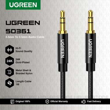 UGREEN 50361 Kabel Aux Jack 3.5mm Audio Earphone Headphone Speaker hitam